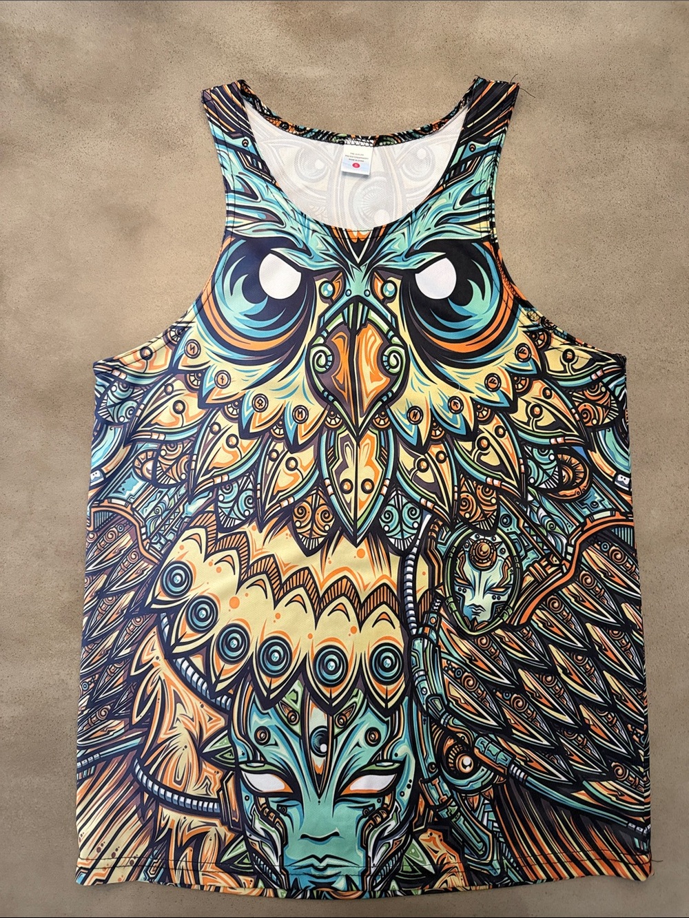 😎 Printed Owl Graphic Tank Top - Multicolor